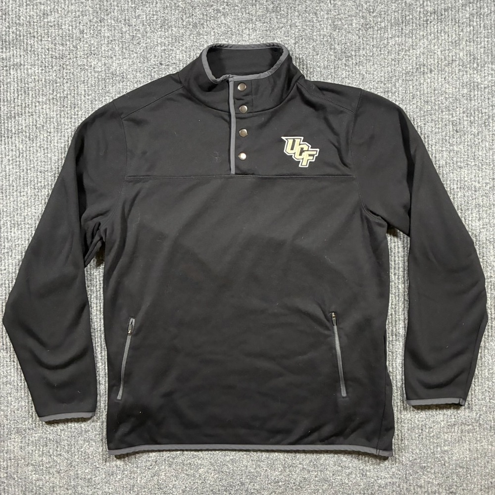 Colosseum UCF Knights Mens Sweatshirt XL Black NCAA Quarter Snap Pullover Henley